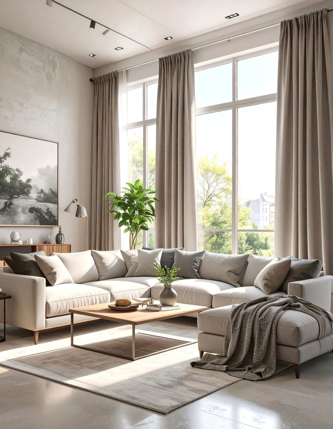 Minimalist Gray Linen Panels - 30 modern curtain designs for living room