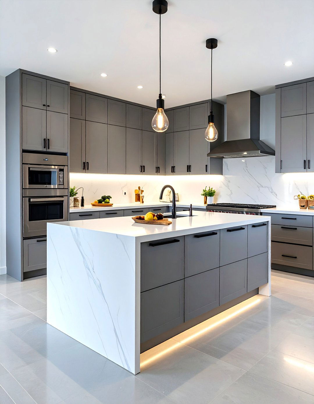 Minimalist Grey Handleless Kitchen - 30 grey kitchen cabinets ideas