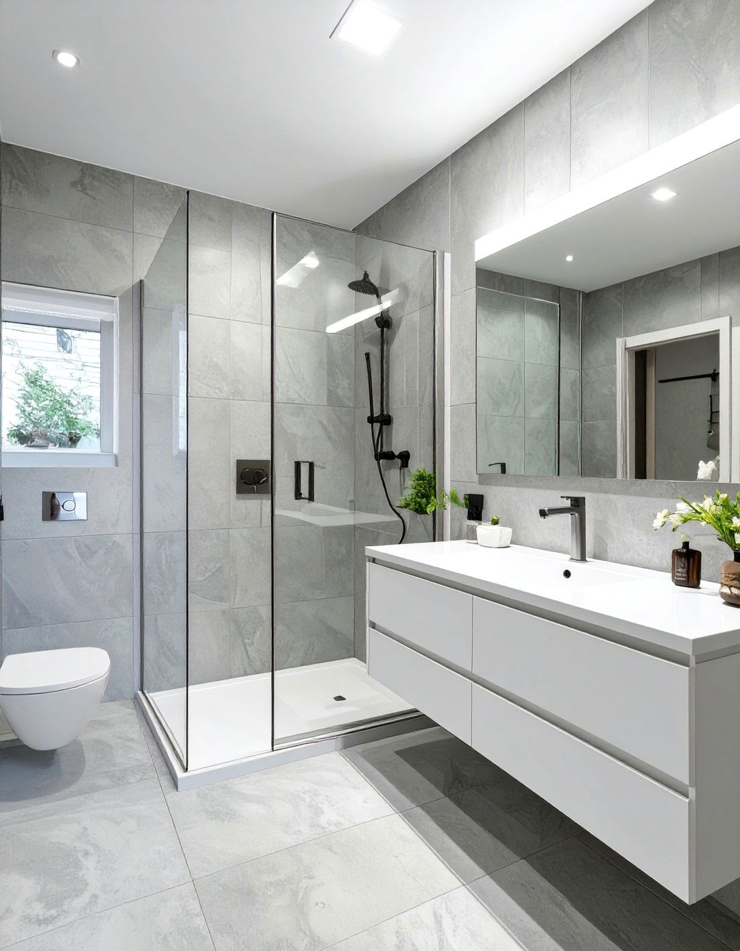 Minimalist Grey and White Bathroom - 30 grey and white bathroom ideas