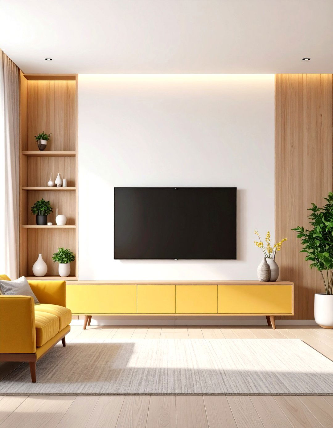 Minimalist Gypsum Board Wall Niche - 30 living room tv wall ideas