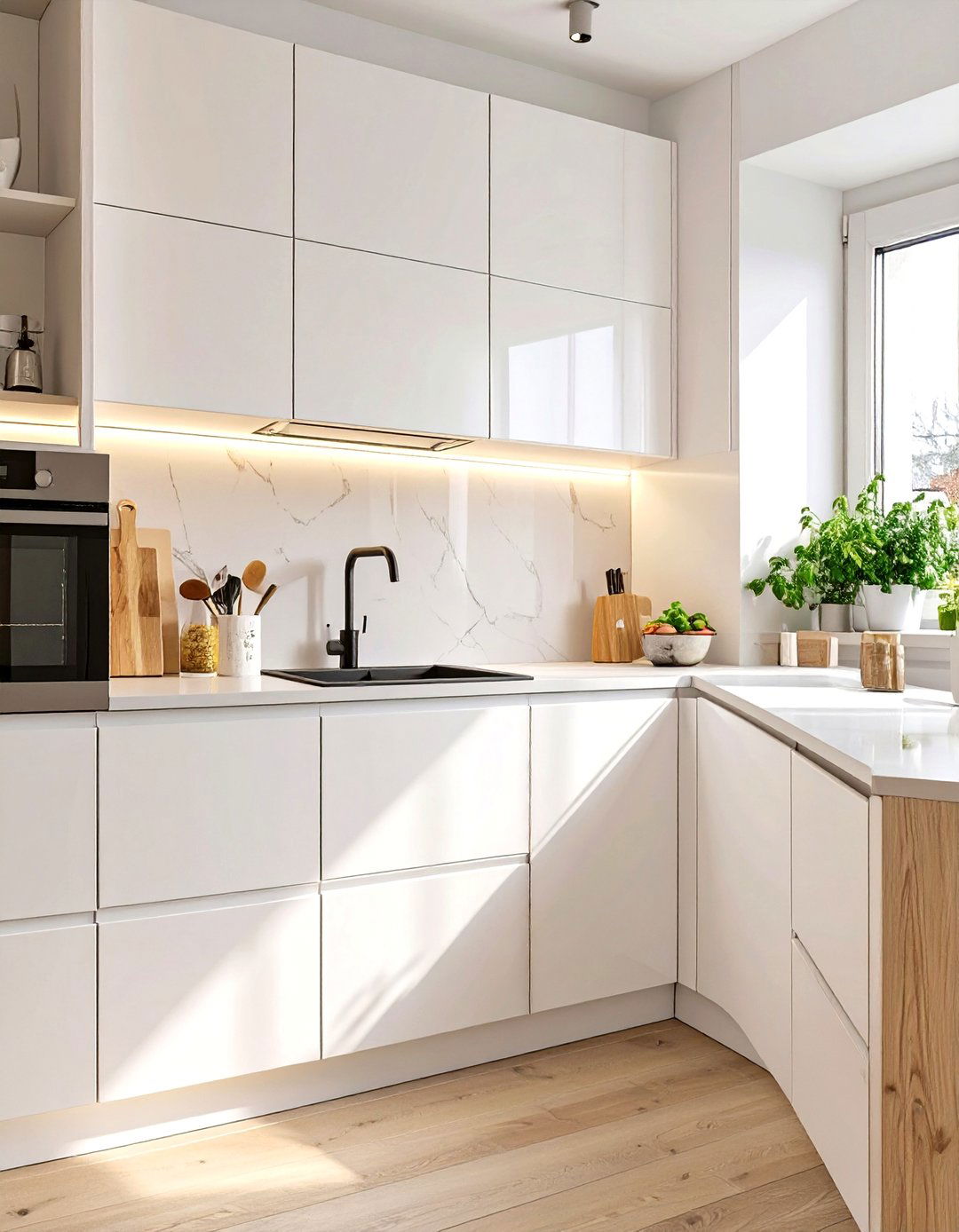 Minimalist Handleless Cabinet Fronts - 30 small kitchen trends 2025