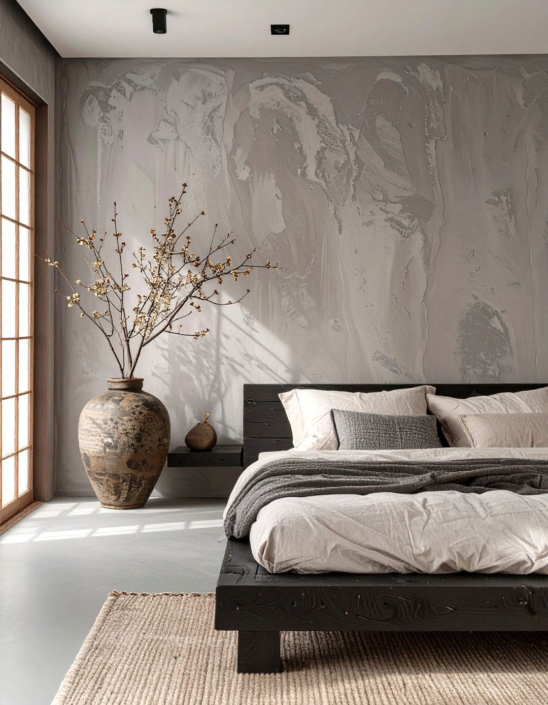 Minimalist Japanese Wabi Sabi Bedroom - 30 black and grey bedroom ideas