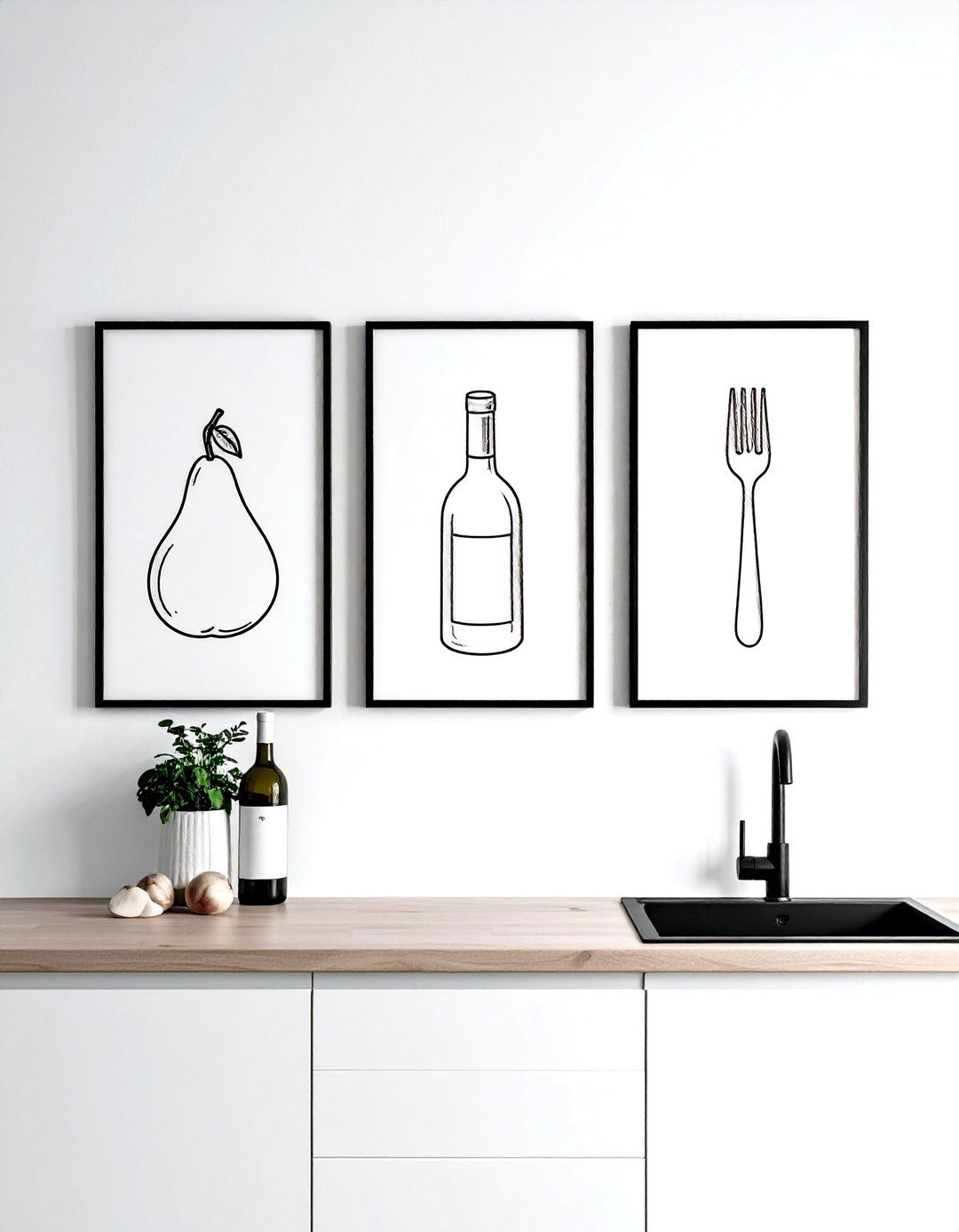 Minimalist Kitchen Line Art - 30 kitchen wall art ideas