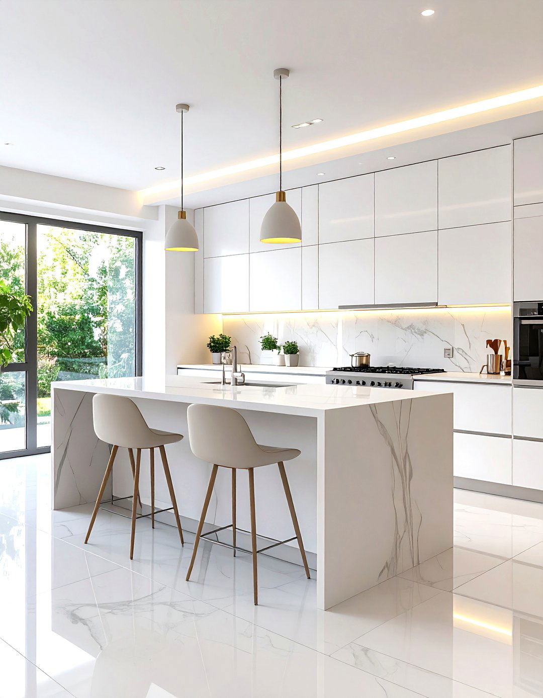 Minimalist Kitchen with Recessed Lighting - 30 kitchen island lighting ideas