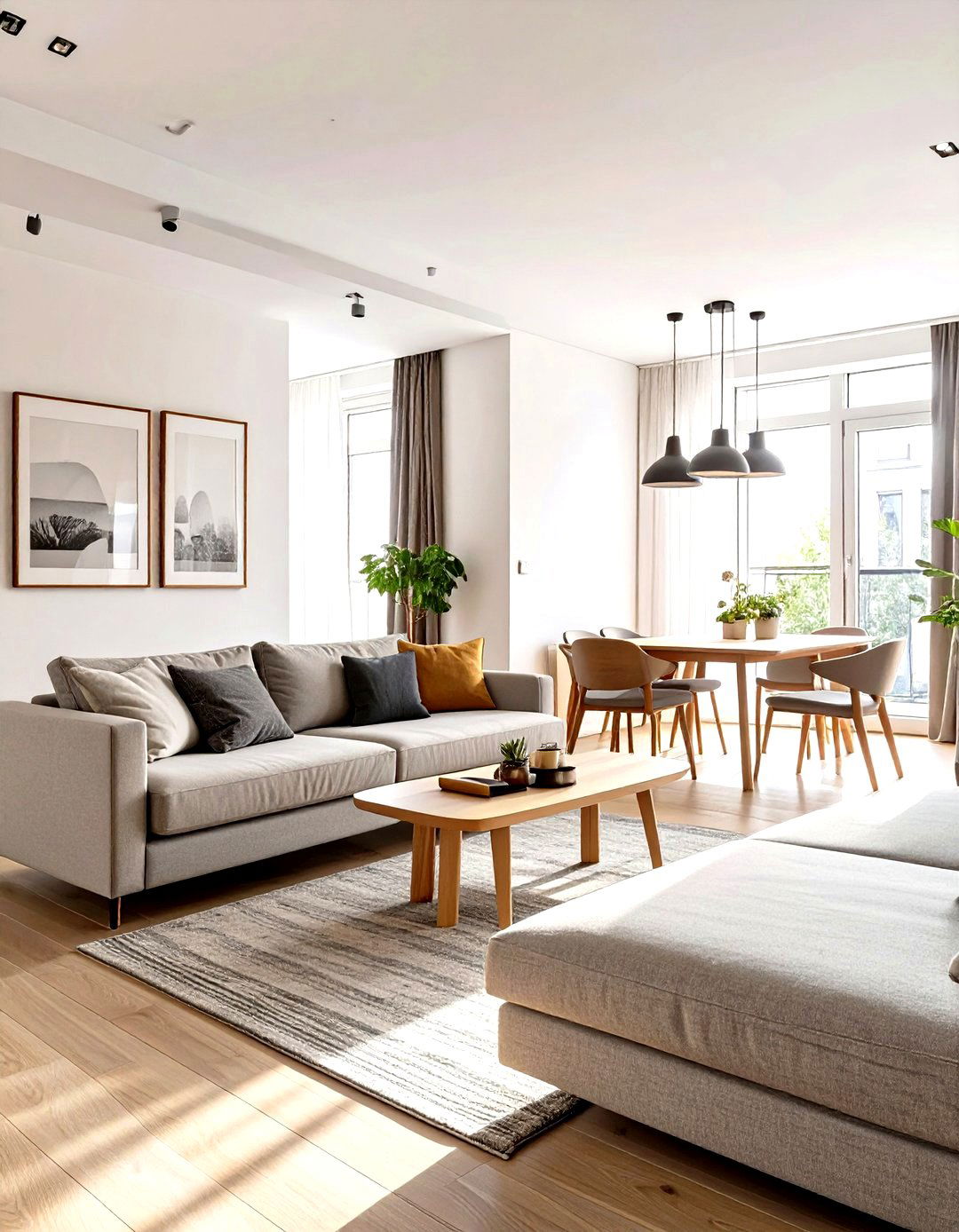 Minimalist Layout with Low Profile Furniture - 30 small living room dining room combo layout ideas