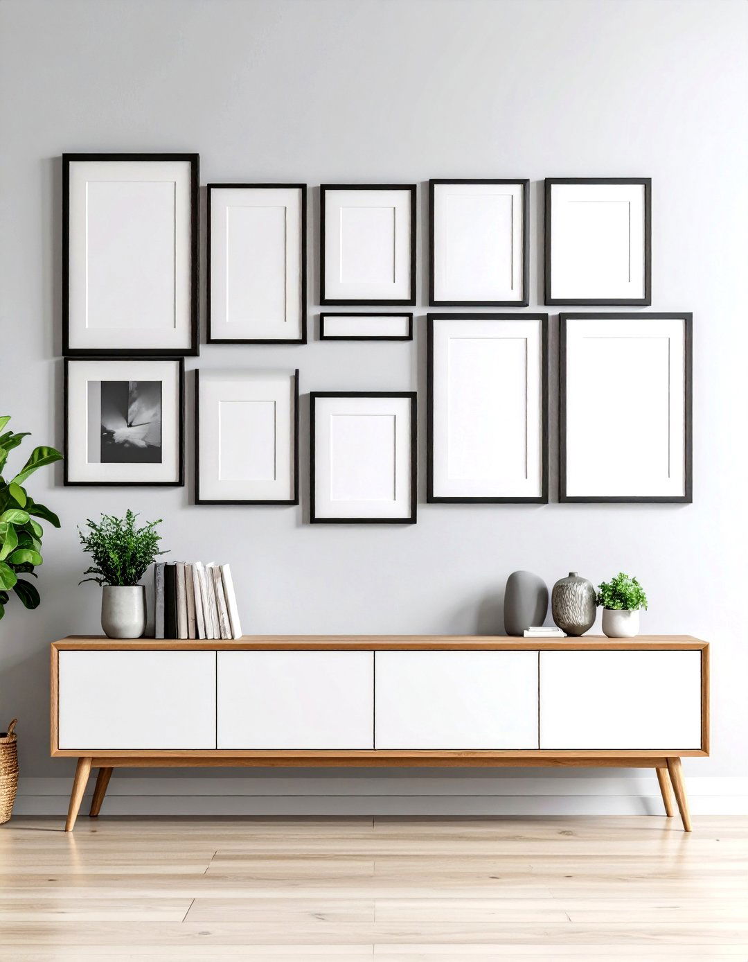 Minimalist Ledge Photo Display - 30 living room photo wall ideas