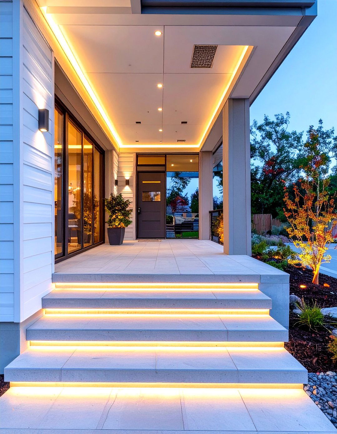 Minimalist Lighting Porch Scheme - 30 house modern front porch ideas