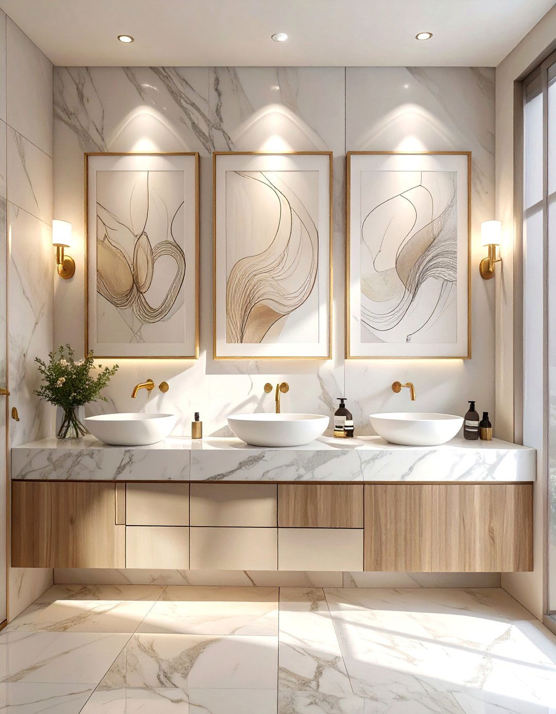 Minimalist Line Art Bathroom - 30 bathroom wall art ideas