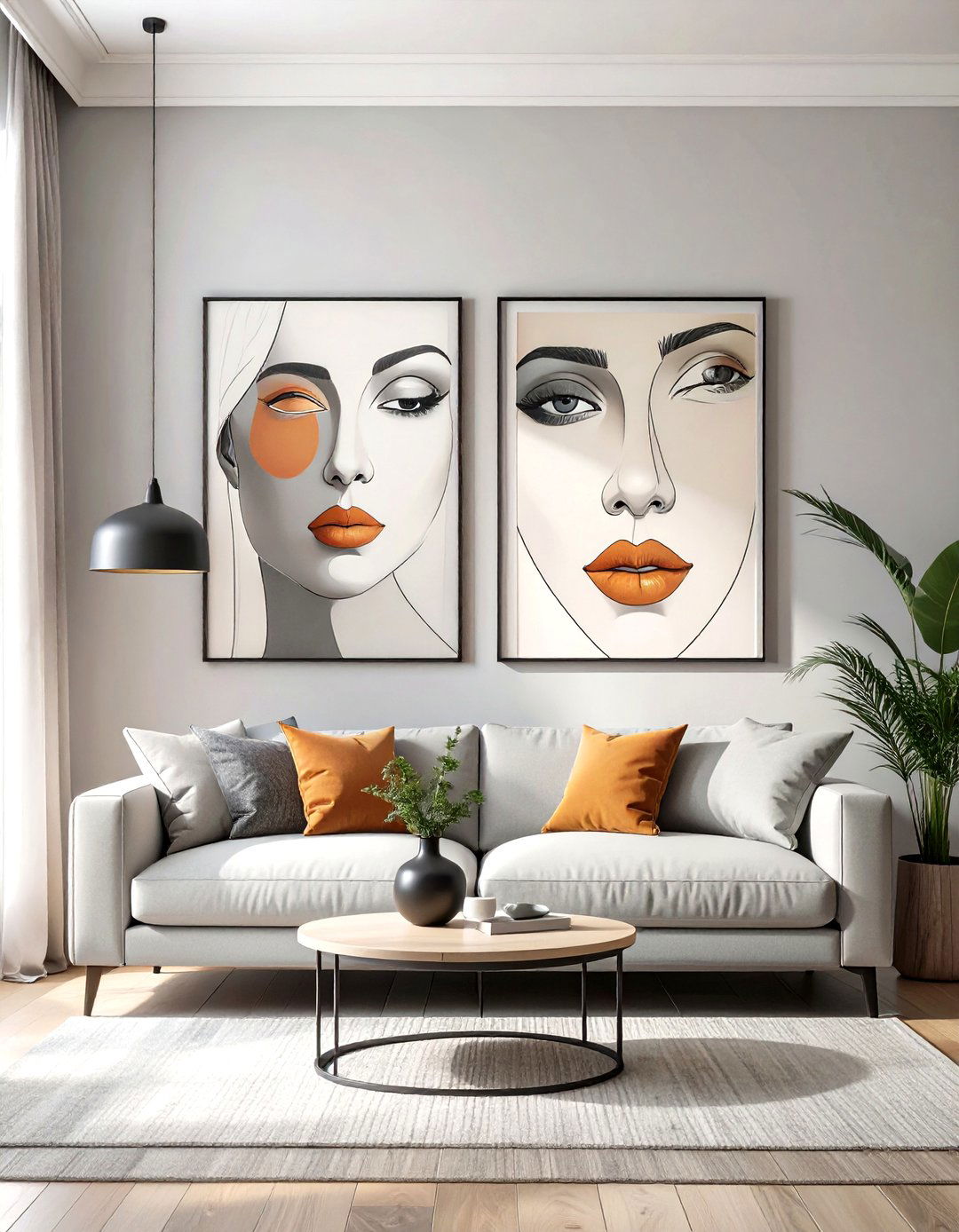 Minimalist Line Art Duo - 30 wall pictures for living room ideas