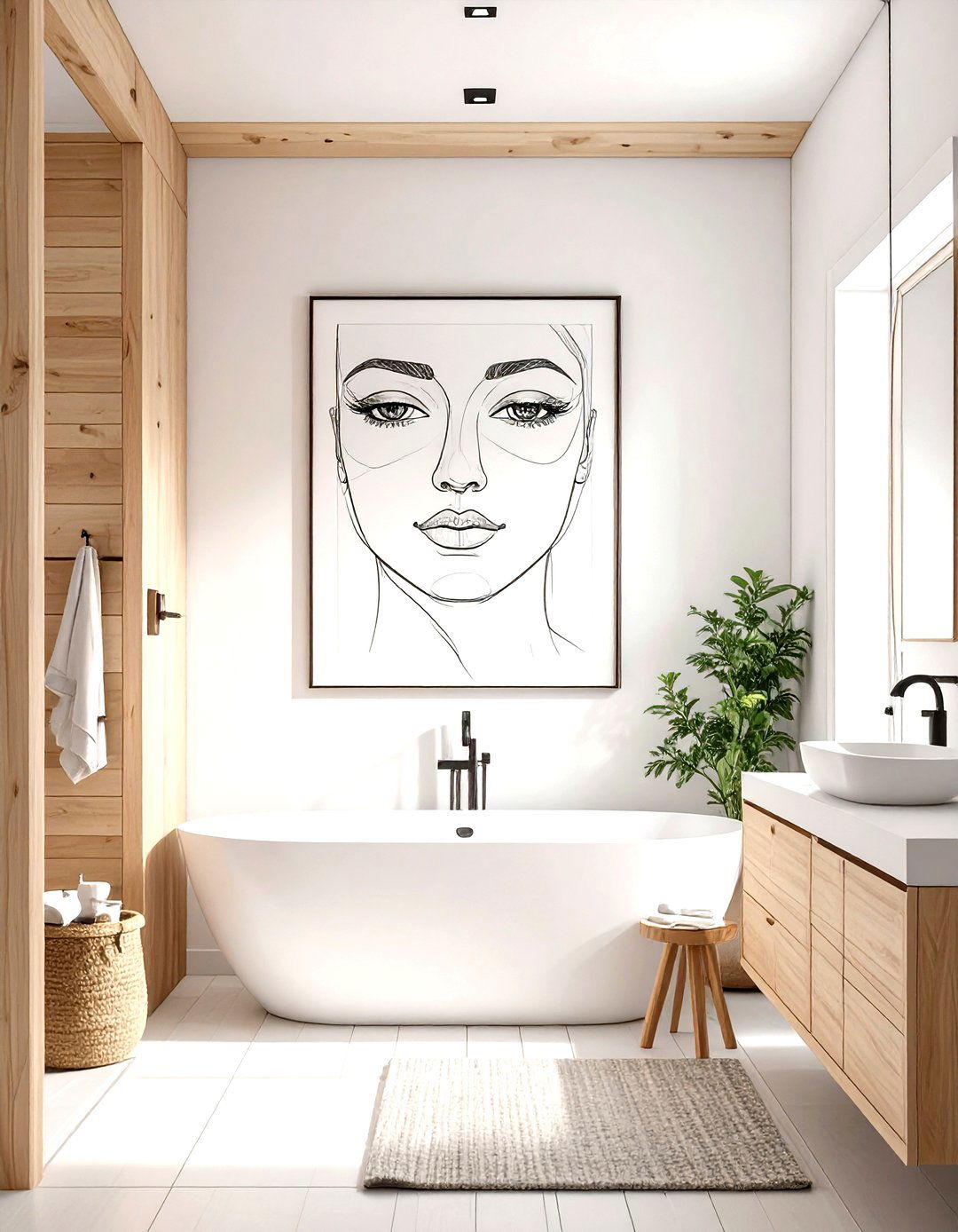 Minimalist Line Drawing Bathroom Art - 30 bathroom art ideas