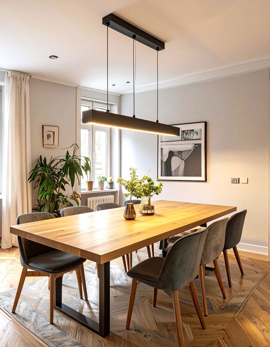 Minimalist Linear Suspension Light - 30 small dining room lighting ideas