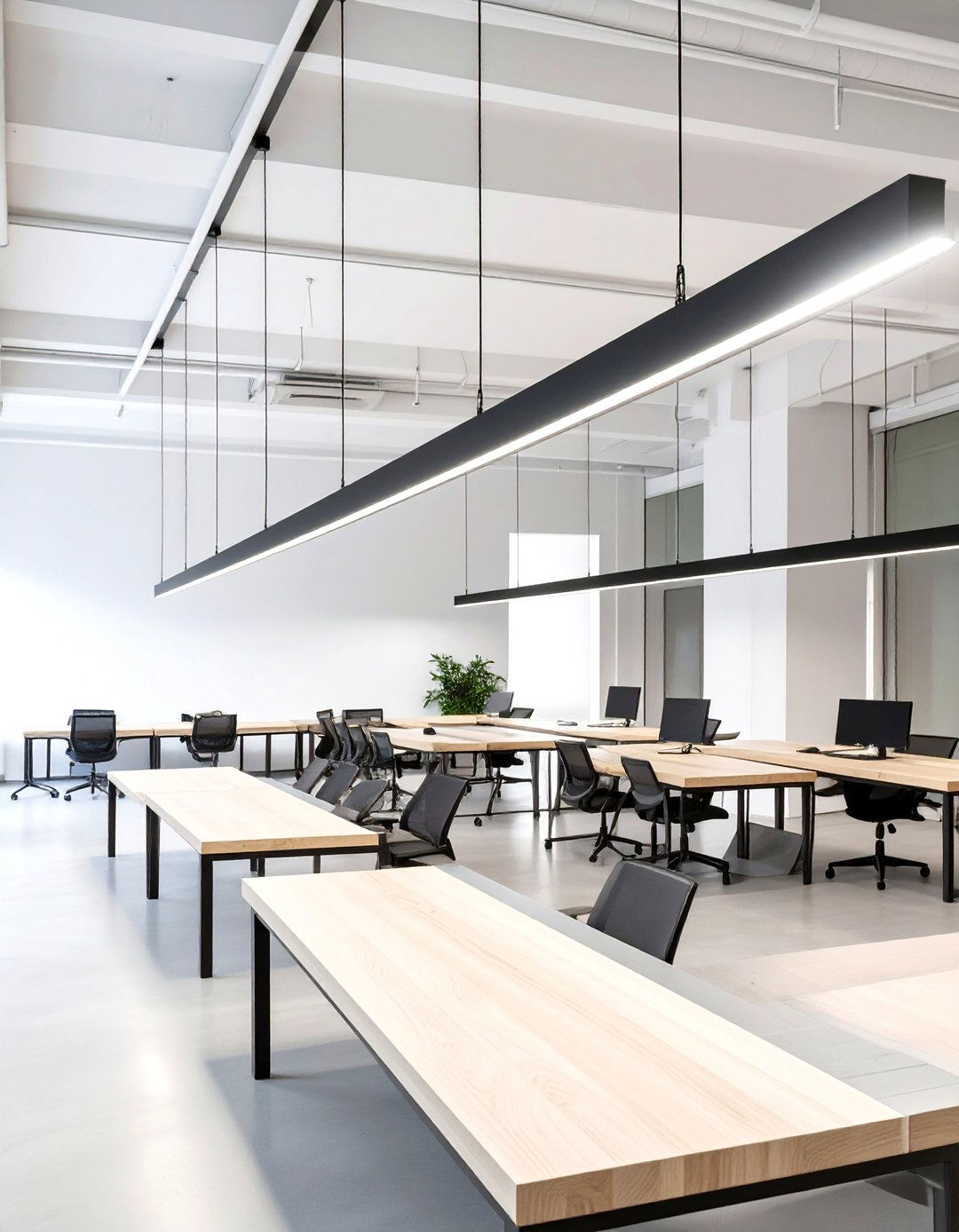 Minimalist Linear Suspension Lighting - 30 office lighting ideas