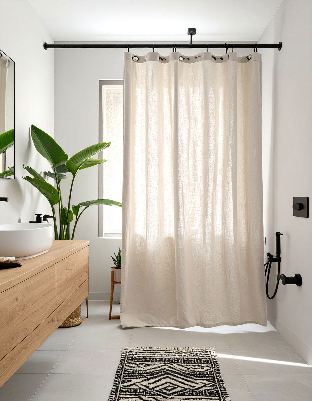 Minimalist Linen Shower Curtain - 30 elegant shower curtain ideas