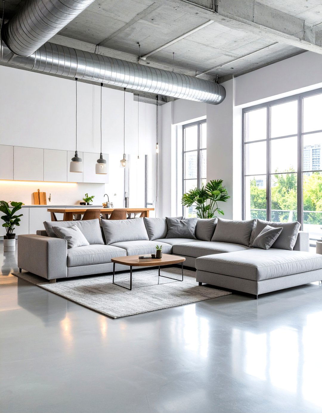 Minimalist Loft Grey and White Living Room - 30 grey and white living room ideas