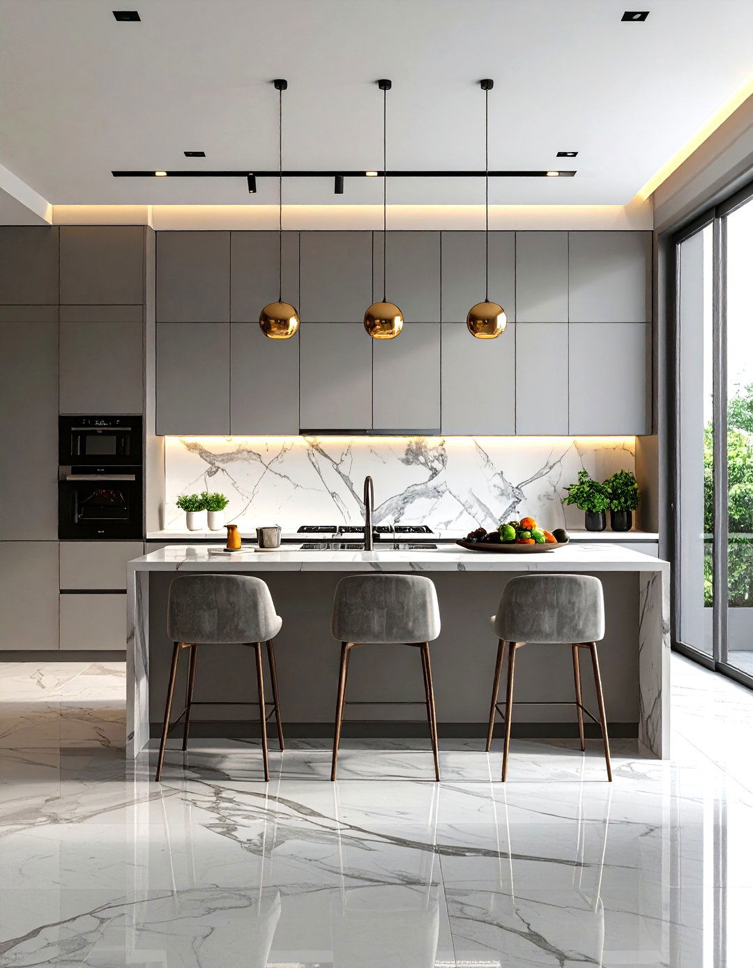 Minimalist Marble Slab Kitchen - 30 kitchen backsplash tile ideas