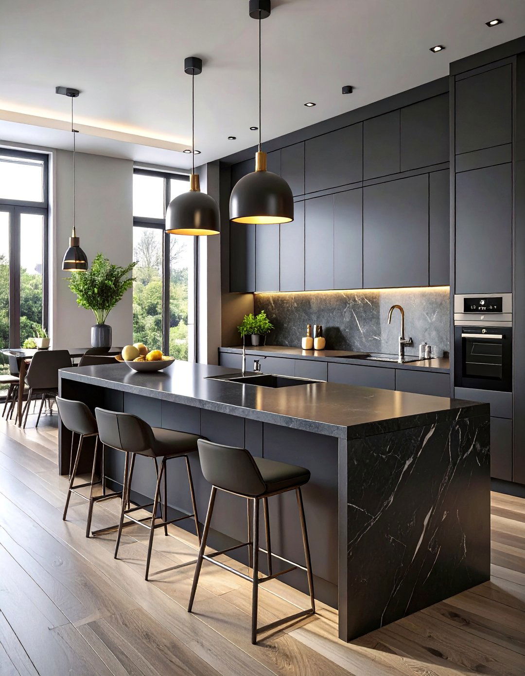 Minimalist Matte Black Kitchen - 30 dark kitchen ideas