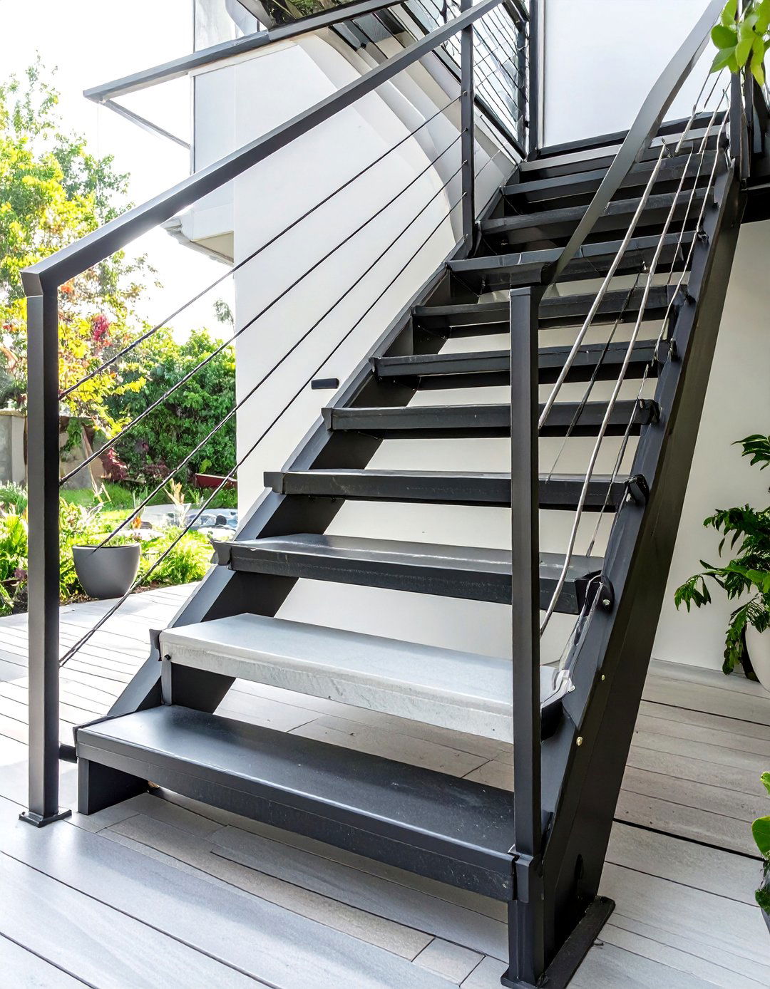 Minimalist Metal Deck Stairs - 30 deck stair ideas