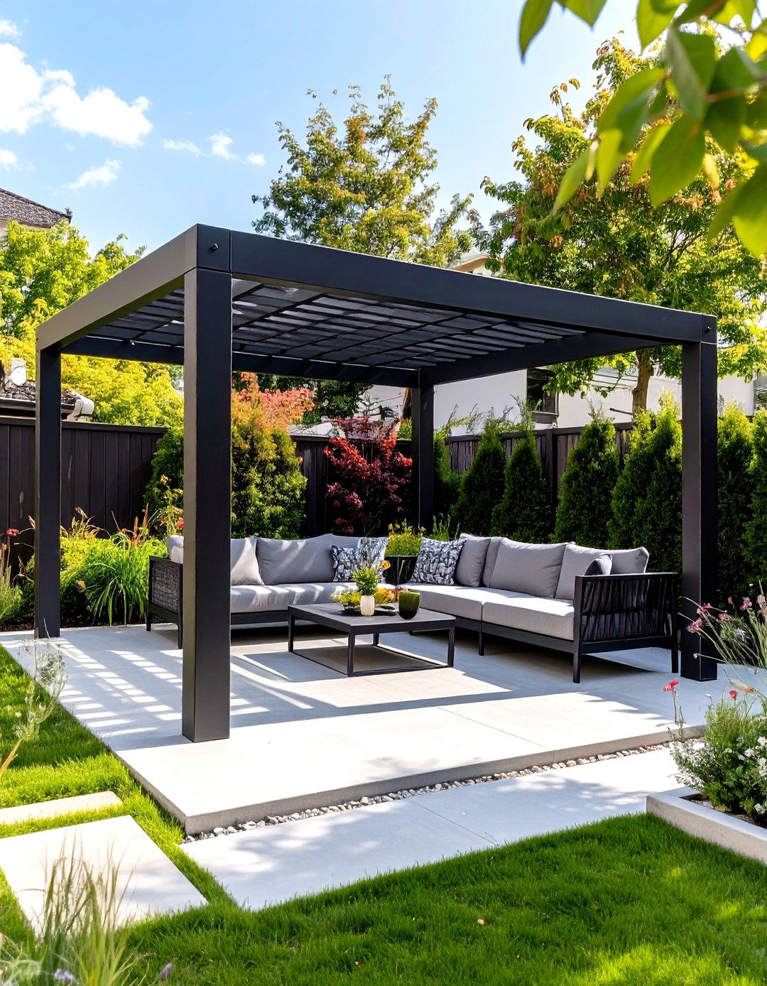 Minimalist Metal Frame Small Patio Pergola - 30 small patio pergola ideas