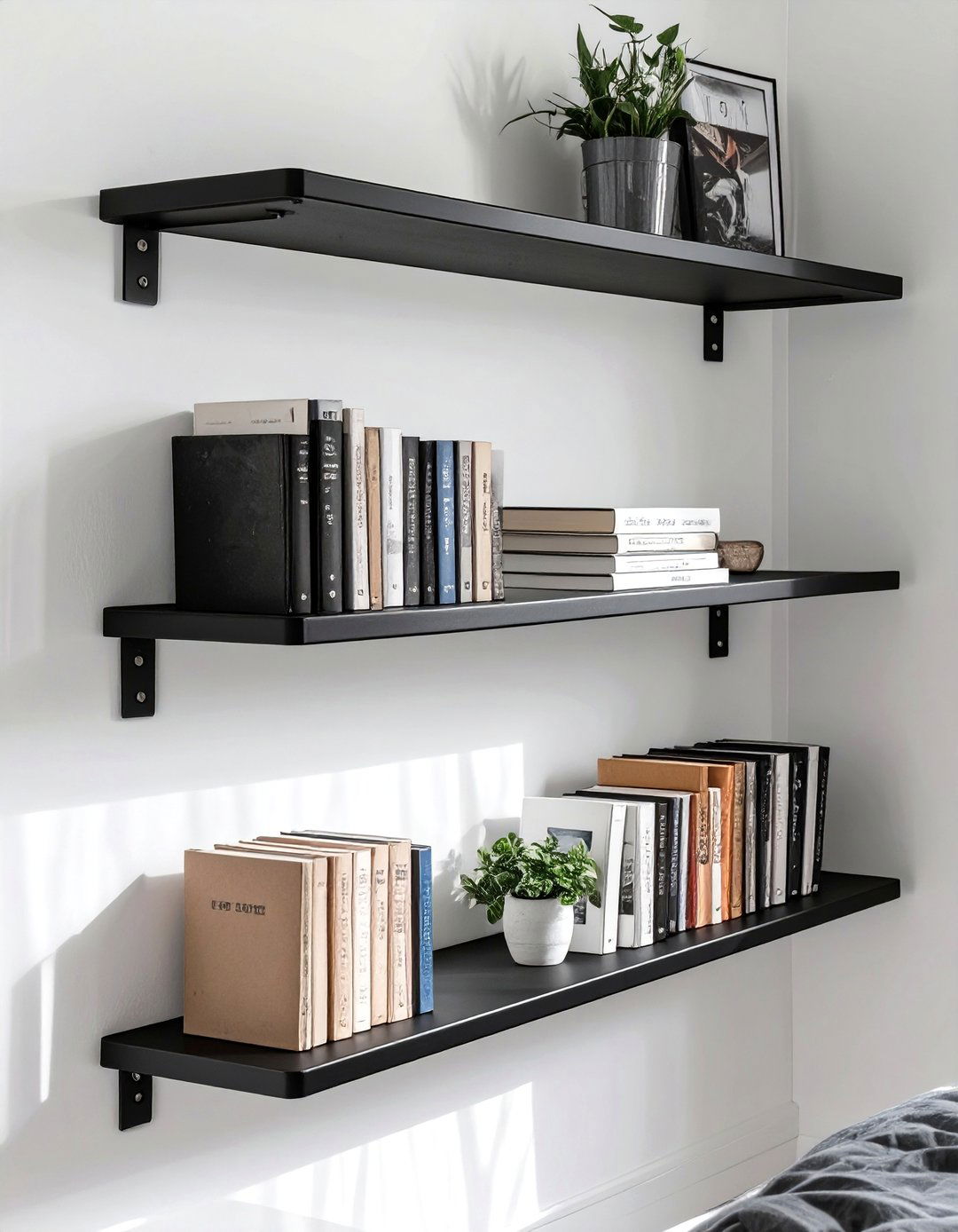 Minimalist Metal Ledge Bedroom Shelves - 30 bedroom shelf ideas