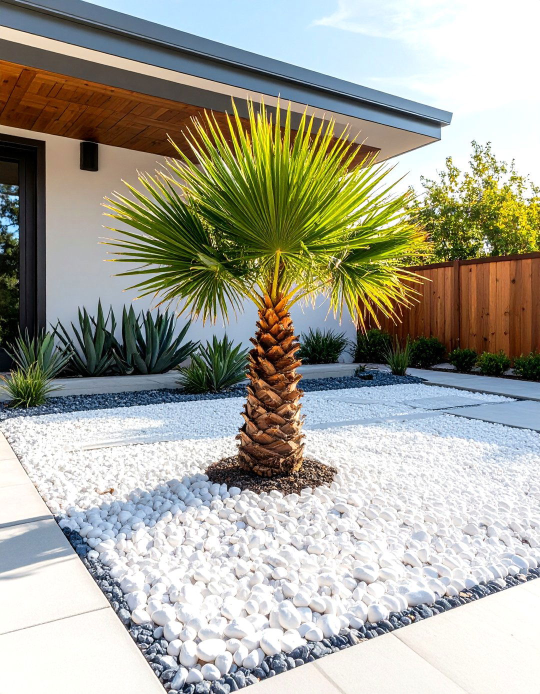 Minimalist Modern Front Yard Palm Tree Design - 30 front yard palm tree landscape design ideas
