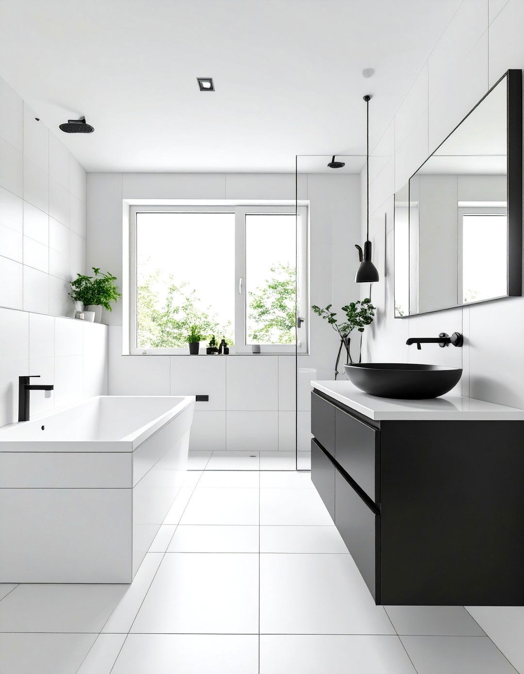 Minimalist Monochrome Bathroom - 30 black and white small bathroom ideas