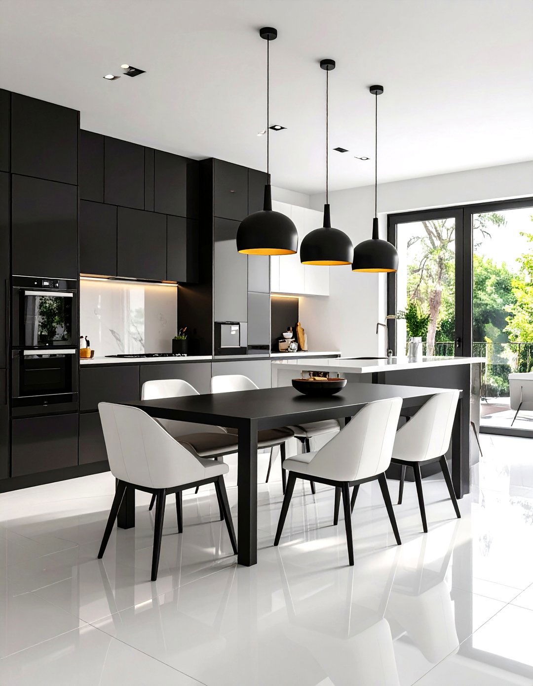 Minimalist Monochrome Kitchen Dining Room - 30 kitchen dining room ideas