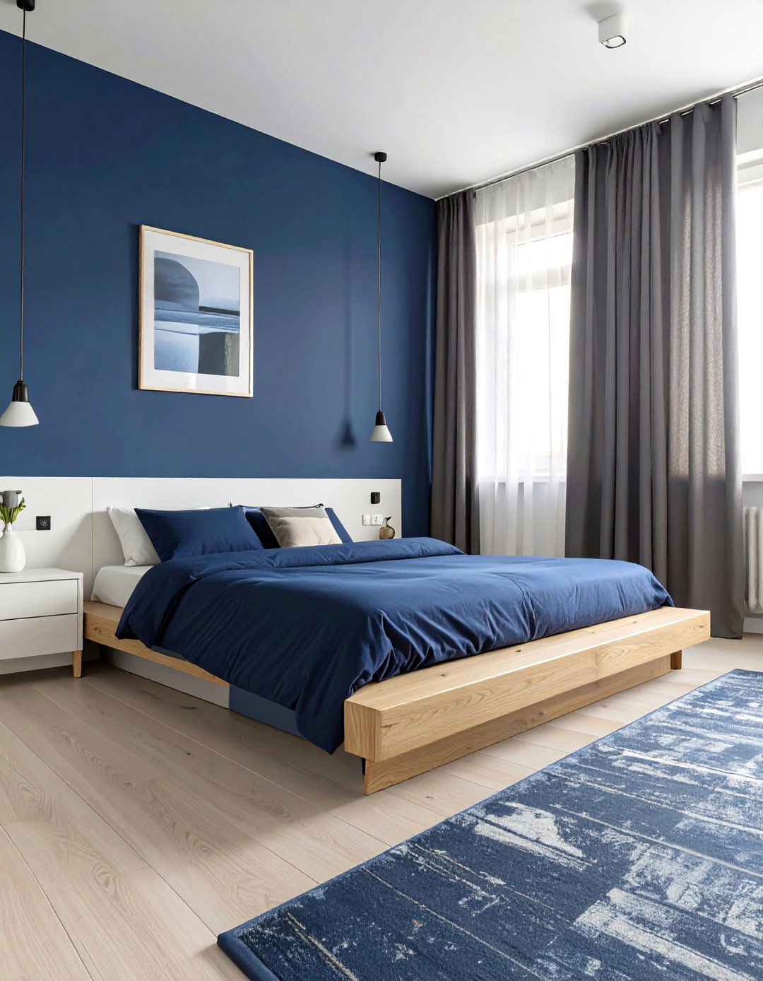 Minimalist Navy Blue Bedroom - 30 modern navy blue bedroom ideas