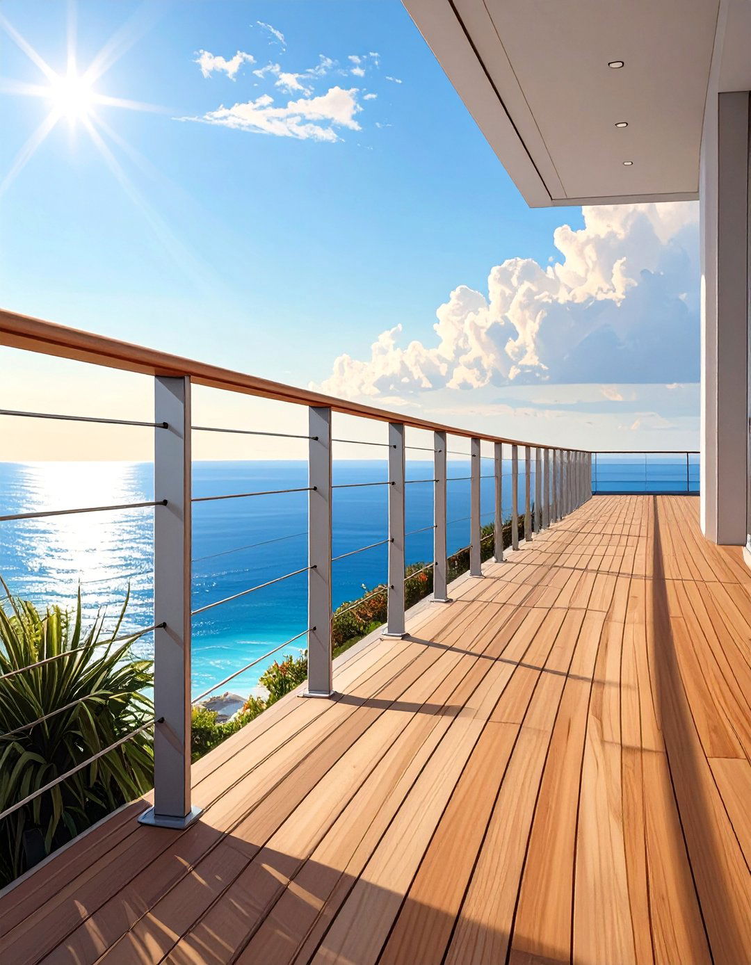 Minimalist No Top Rail Cable Deck Railing - 30 cable deck railing ideas