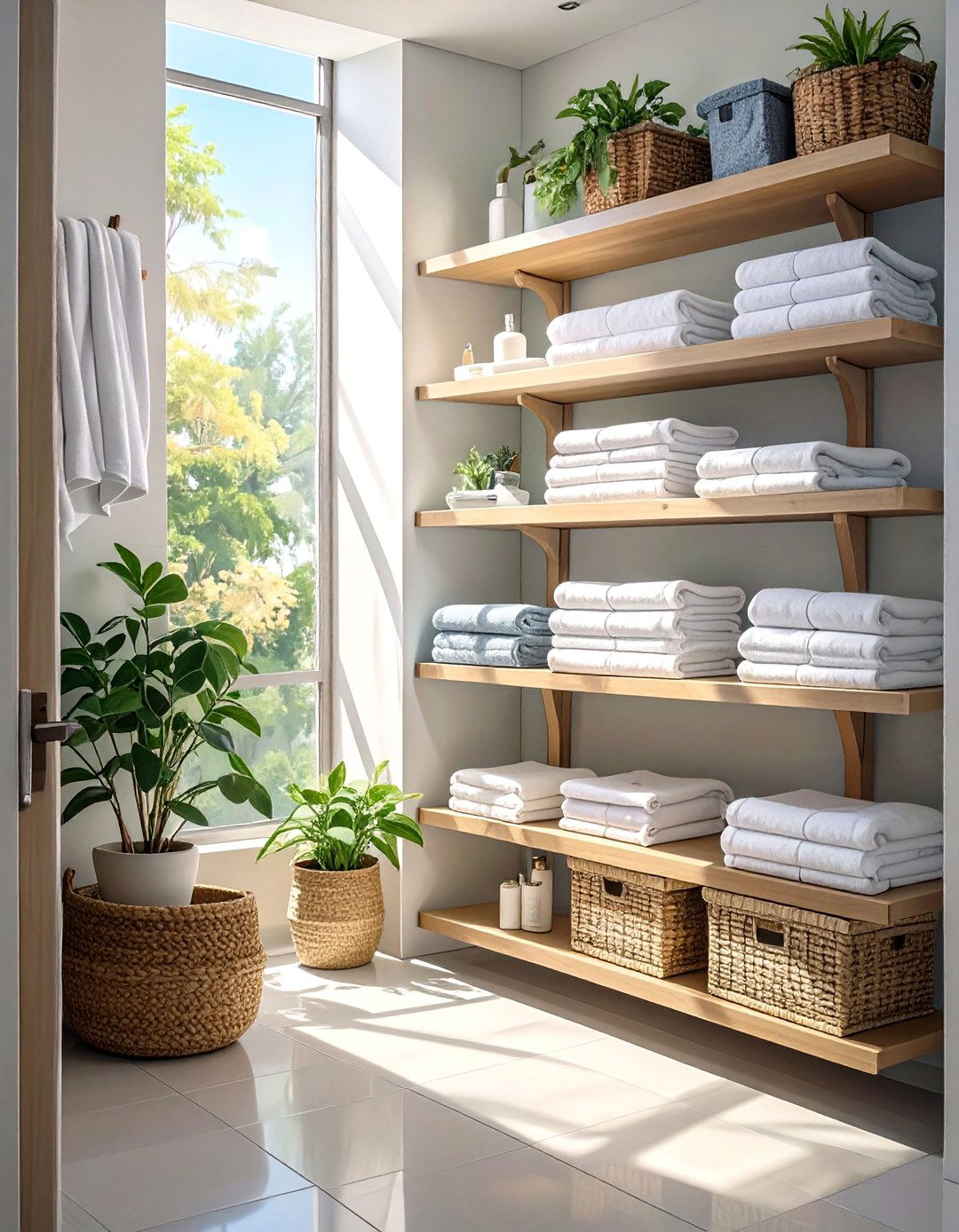 Minimalist Open Shelving Bathroom Storage - 30 bathroom linen closet ideas