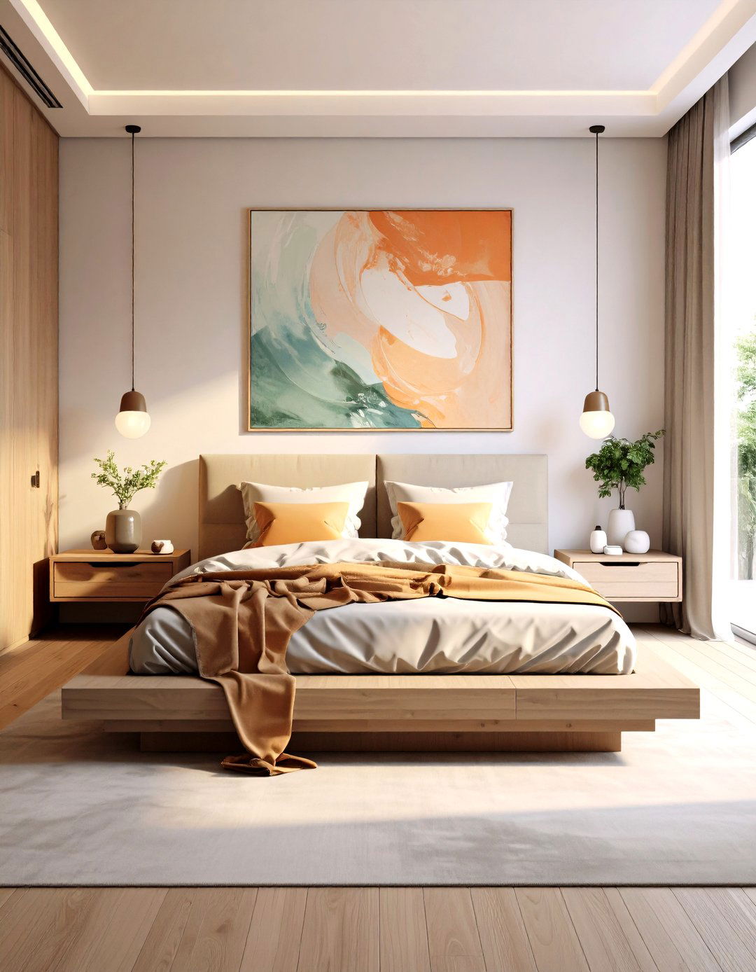 Minimalist Platform Bed Centerpiece - 30 layout ways to arrange a small bedroom ideas