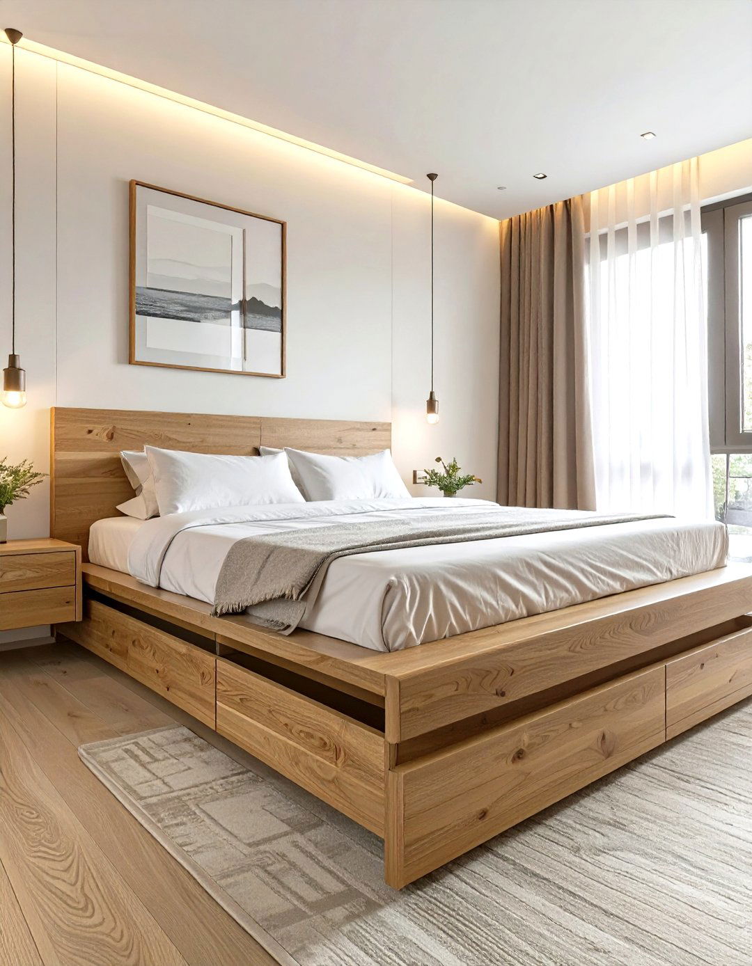 Minimalist Platform Bed with Integrated Storage - 30 simple bedroom ideas