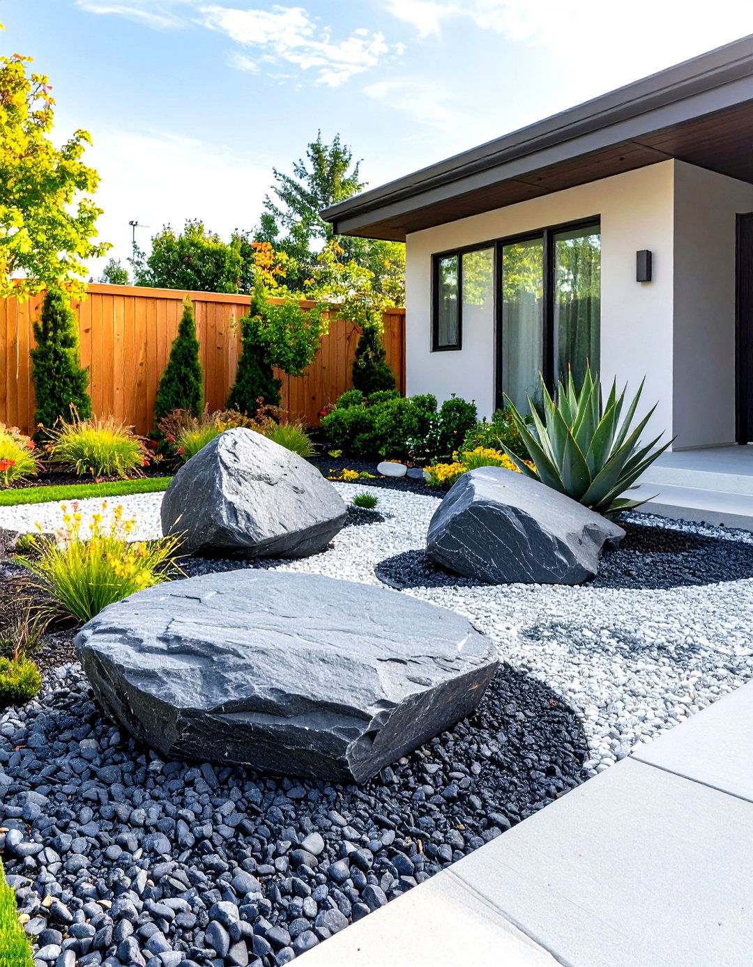 Minimalist Rock Garden with Large Boulders - 30 rock garden landscaping ideas