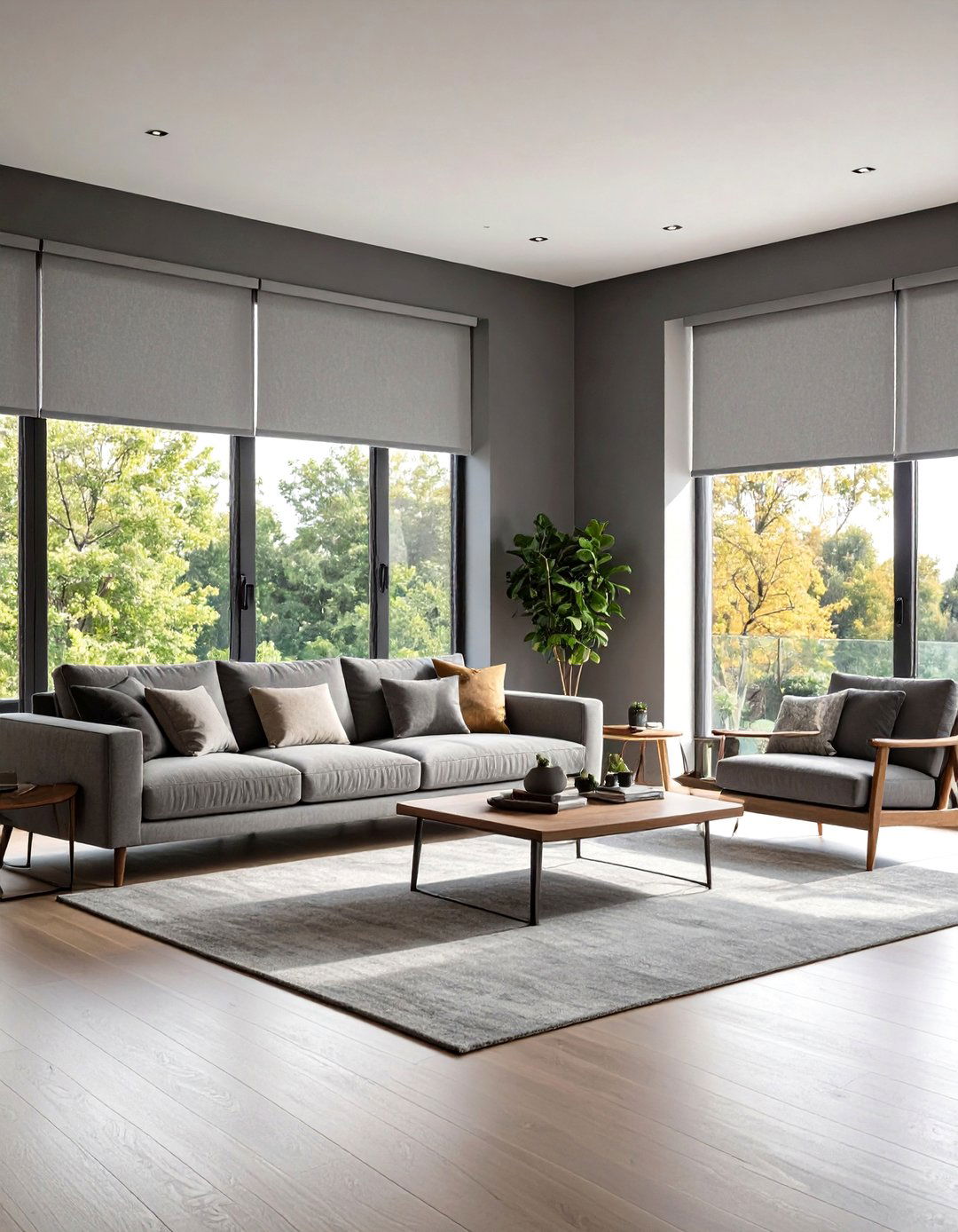 Minimalist Roller Shades for a Clean Look - 30 living room window treatment ideas