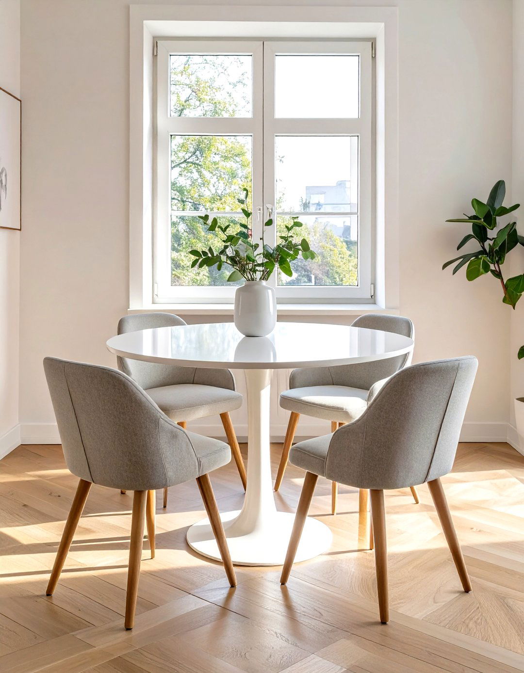 Minimalist Round Pedestal Table - 30 simple dining room ideas