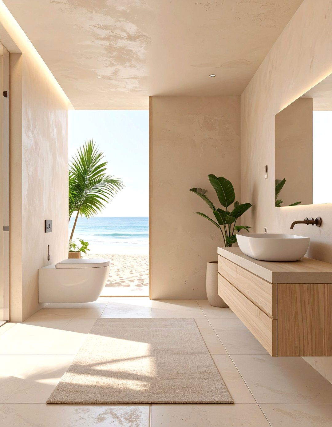 Minimalist Sandy Shore Bathroom - 30 beach bathroom ideas