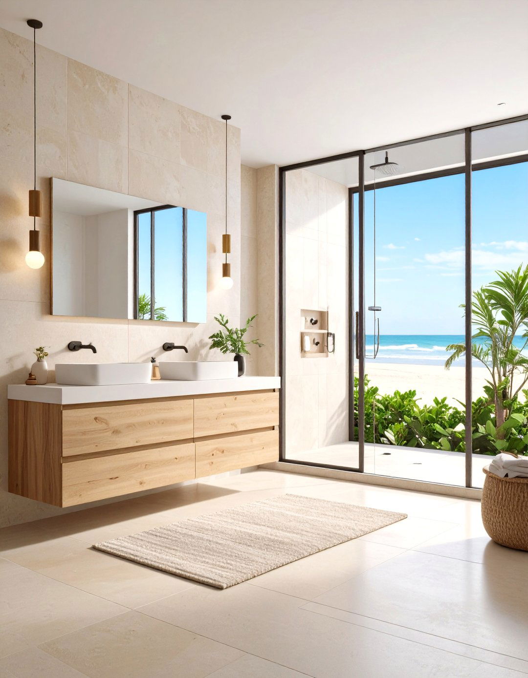 Minimalist Sandy Shores Bathroom - 30 ai coastal bathroom ideas