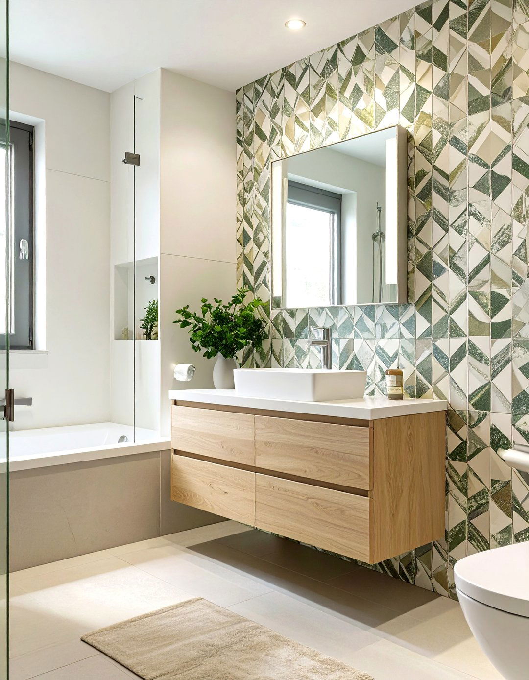 Minimalist Scandinavian Pattern Wallpaper - 30 bathroom wallpaper ideas