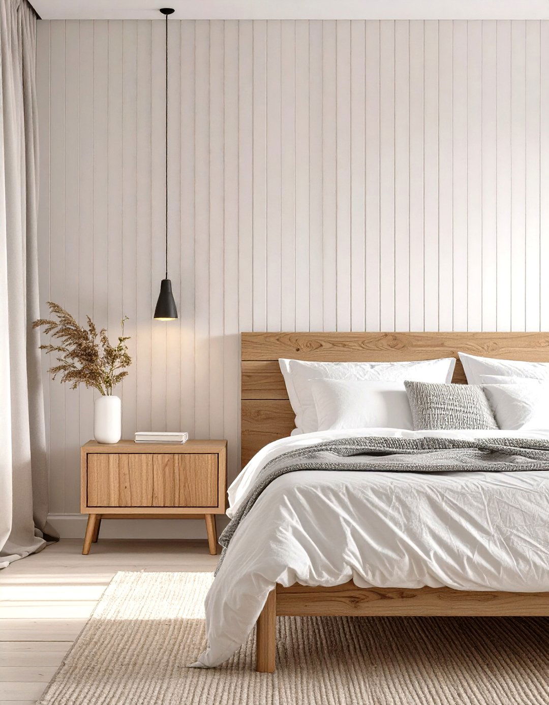 Minimalist Scandinavian Stripe Bedroom - 30 classy bedroom wallpaper designs