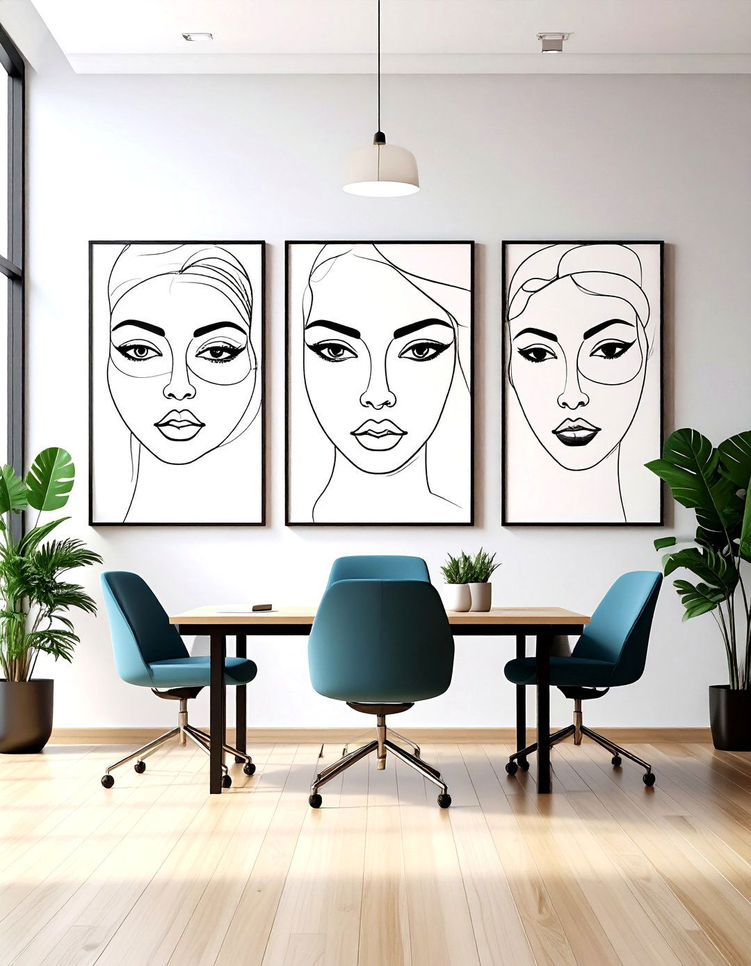 Minimalist Single Line Art Pieces - 30 professional office wall decor ideas