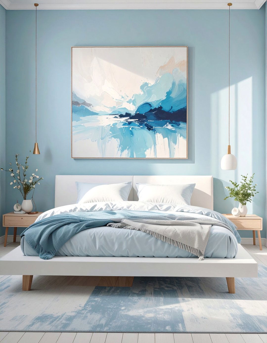 Minimalist Sky Blue Bedroom - 30 blue bedroom ideas