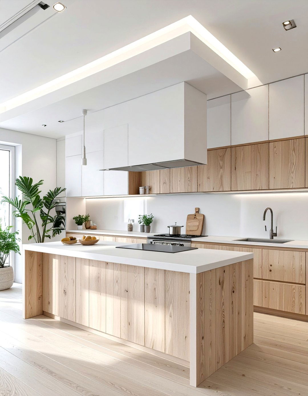 Minimalist Smooth Finish Soffit - 30 creative ideas for kitchen soffits