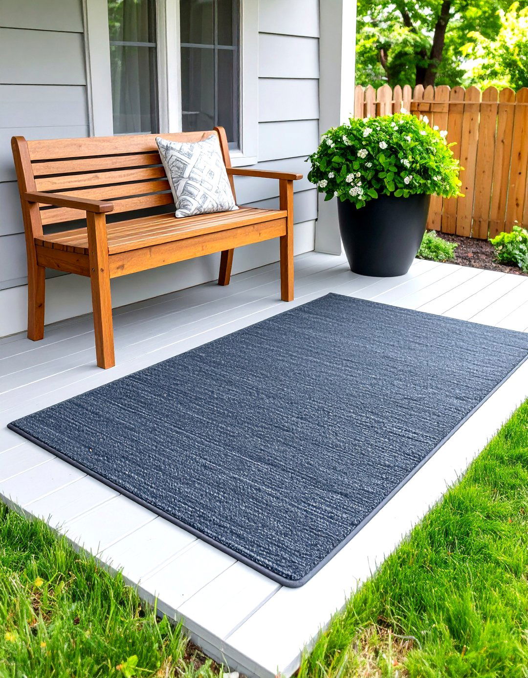 Minimalist Solid Color Rug - 30 front porch rug ideas