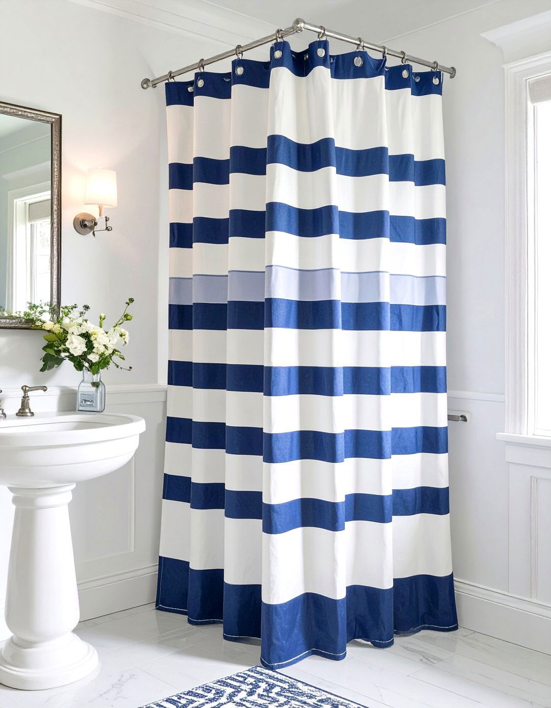 Minimalist Stripe Shower Curtain - 30 shower curtain ideas