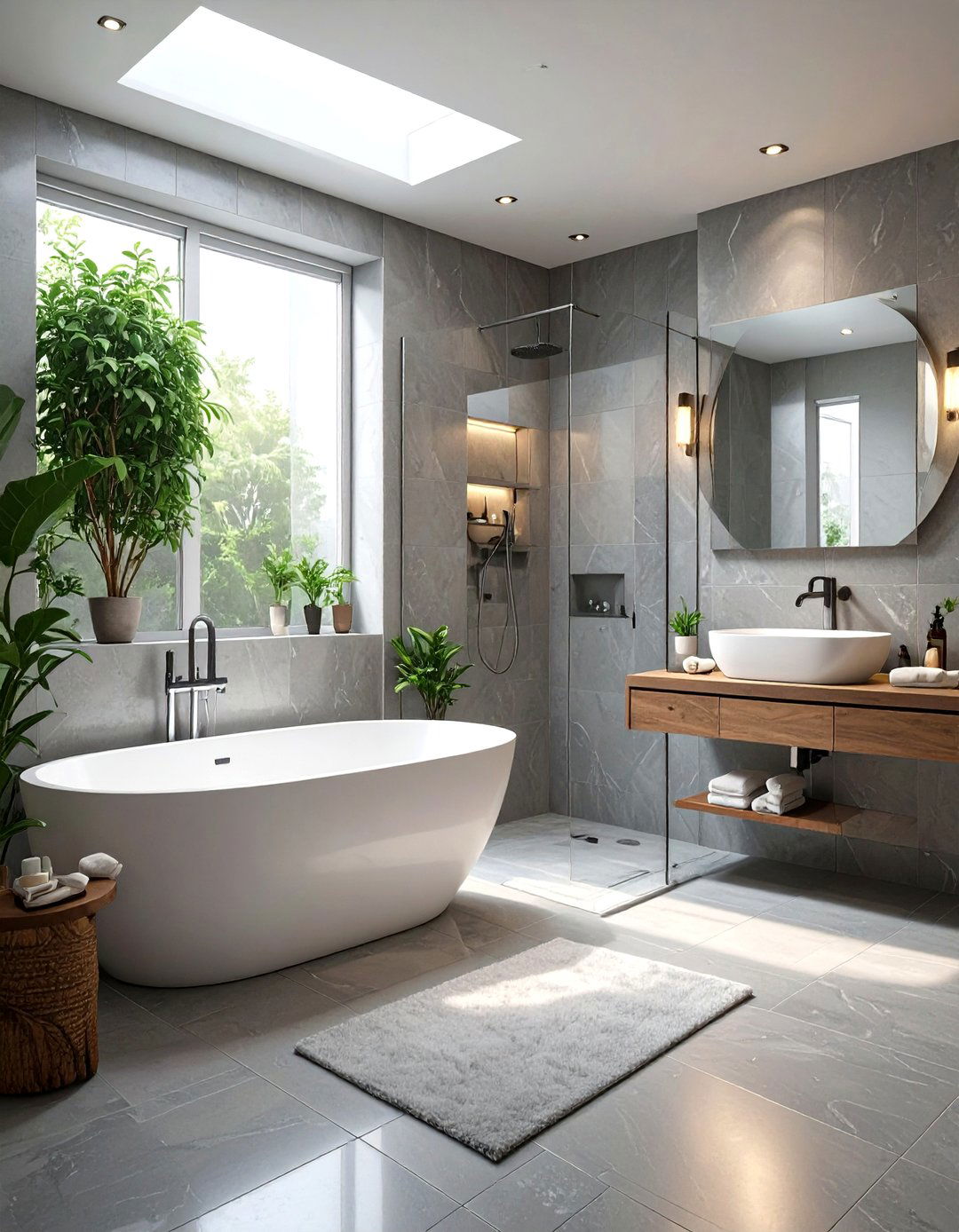 Minimalist Tub in Shower with Hidden Drains - 30 tub in shower bathroom ideas