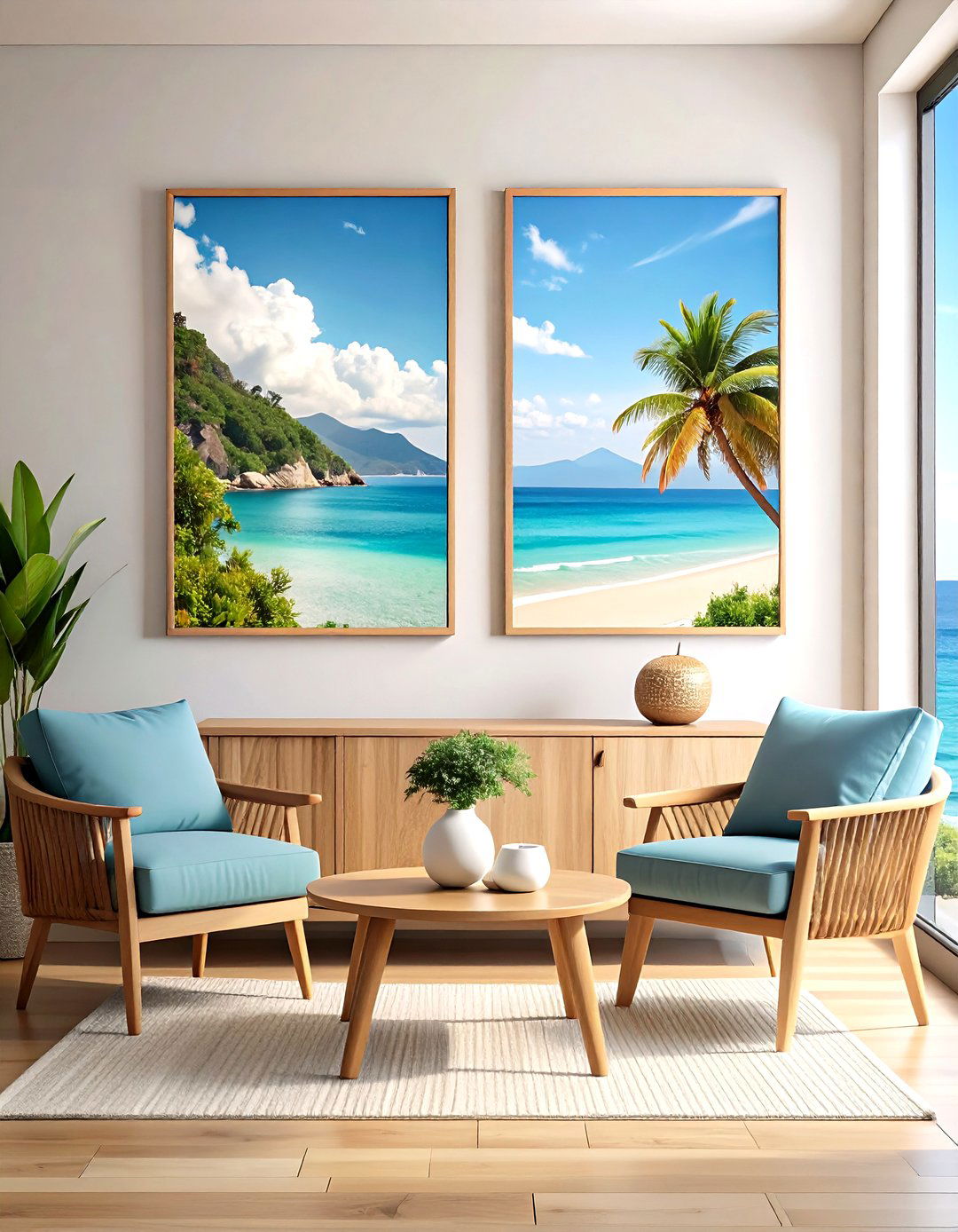 Minimalist Two Piece Picture Wall - 30 picture wall ideas for living room