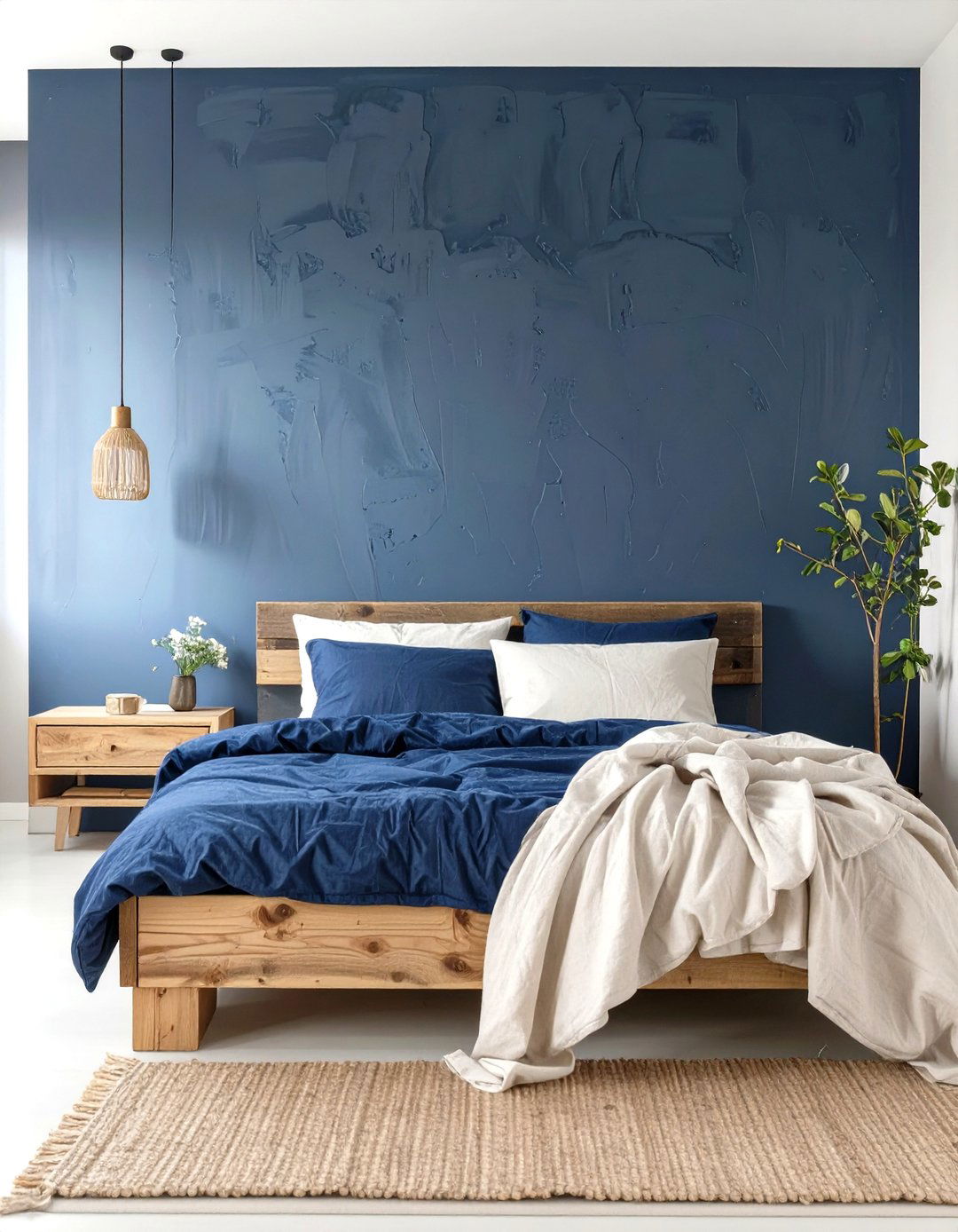 Minimalist Wabi Sabi Navy Bedroom - 30 modern navy blue bedroom ideas