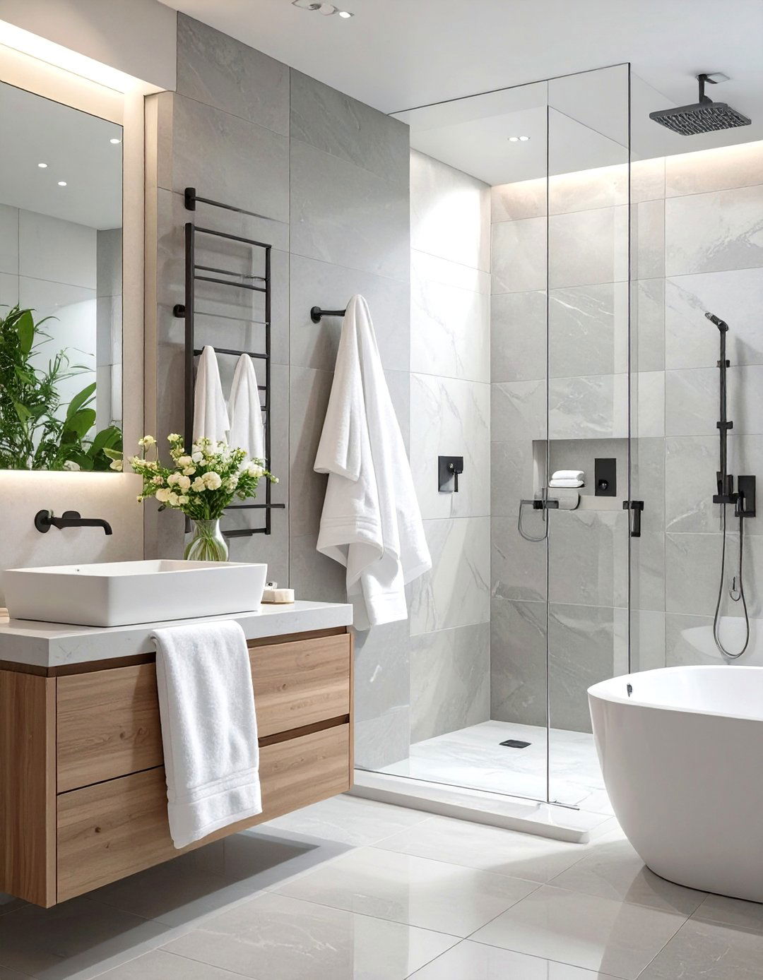 Minimalist Wall Mounted Bar - 30 bathroom towel hanging ideas
