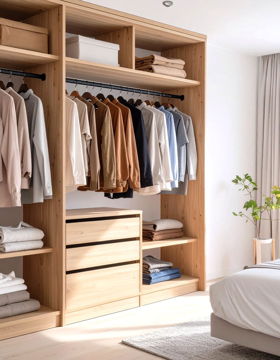Minimalist Wardrobe Closet with Open Shelving - 30 wardrobe closet design ideas