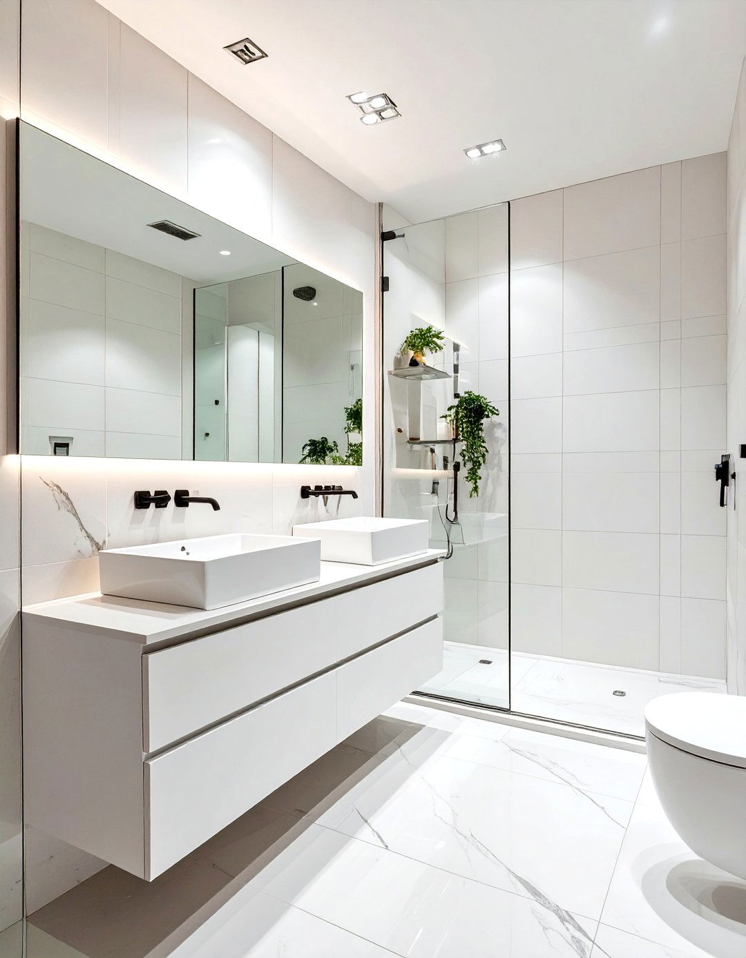 Minimalist White Bathroom with Clean Lines - 30 modern white bathroom ideas