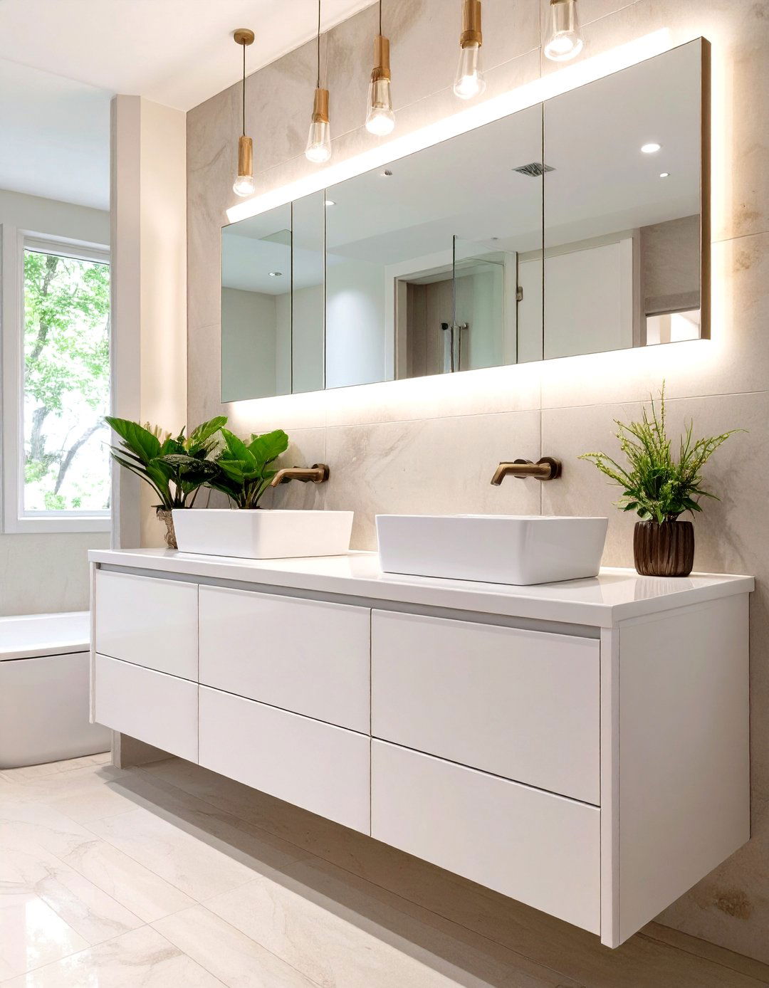 Minimalist White Double Vanity - 30 master bathroom double sink vanity ideas